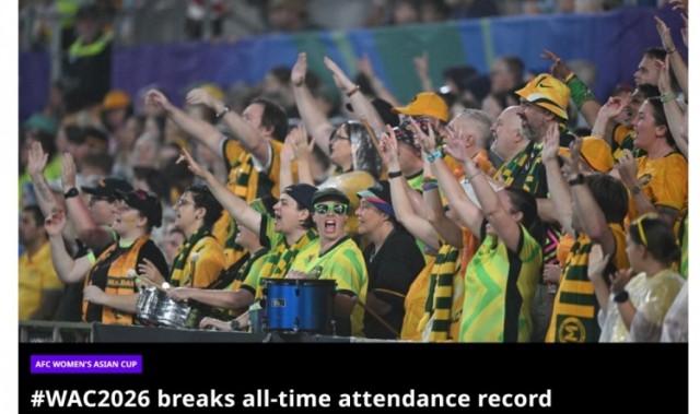 GA黄金甲官方网站-亚足联：本届女足亚洲杯总观赛人次已达82371人，创历史纪录
