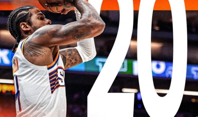 GA黄金甲官方网站-得分全队最高！太阳官推发布杰伦·格林本场20分数据海报